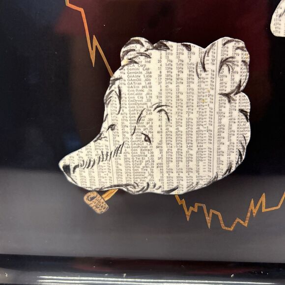 VTG Couroc Monterey California Bull Bear Tray 18 X 12.5” Black Lacquer MCM - Picture 2 of 10